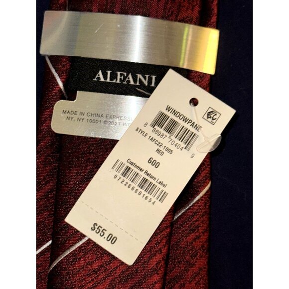 Alfani Men's Hector Windowpane Tie, NWT - Red - Picture 3 of 3